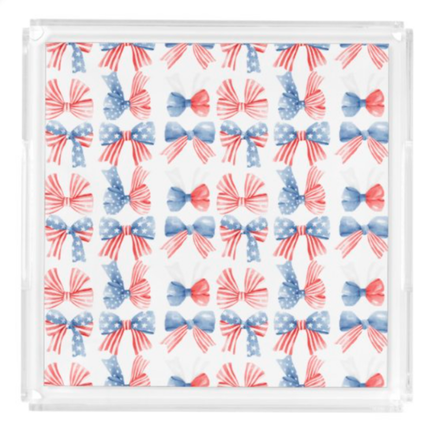 Acrylic Serving Tray - PATRIOTIC BOWS - 4TH OF JULY