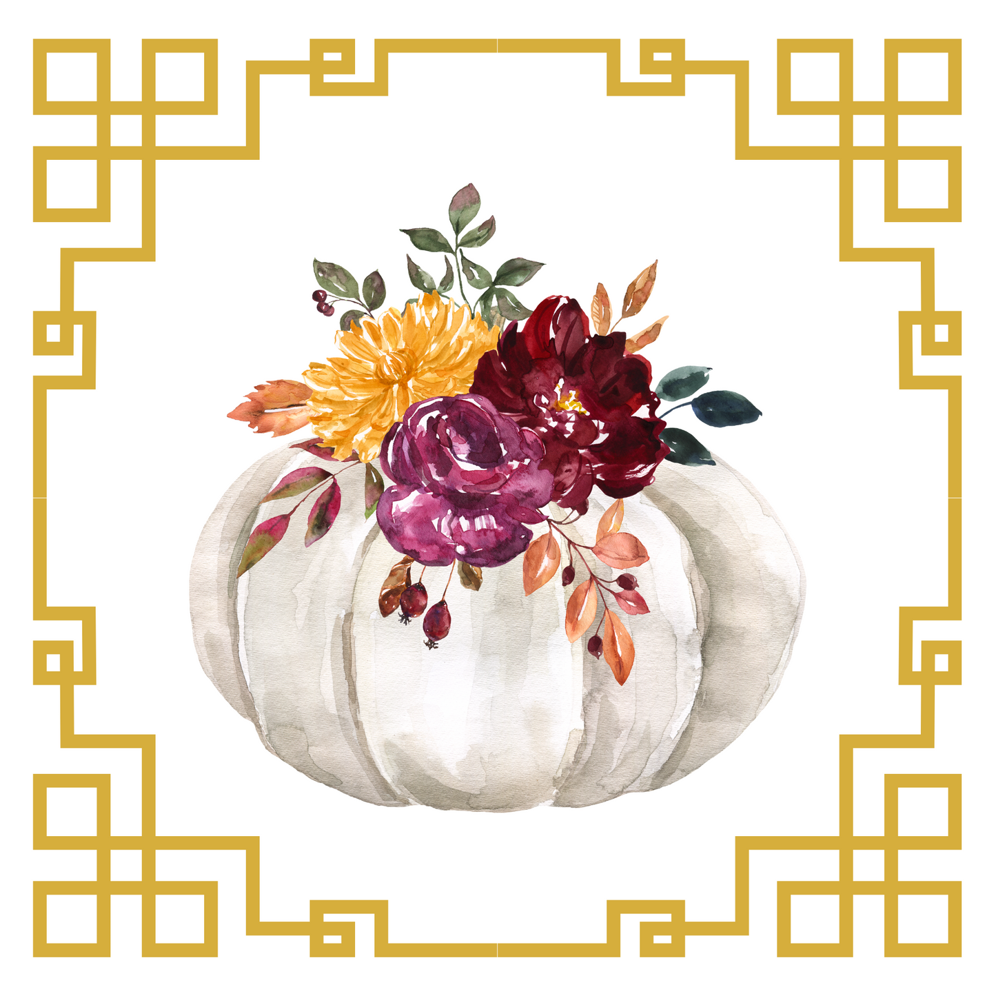 Acrylic Serving Tray - FALL COLLECTION - Pumpkin Flowers
