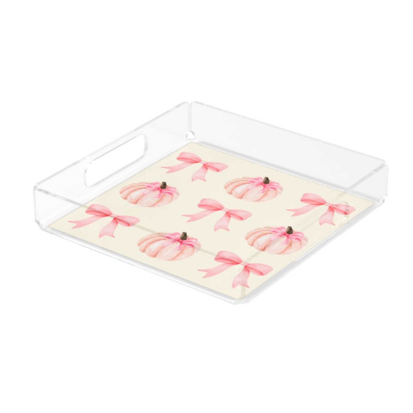 Acrylic Serving Tray - FALL COLLECTION - Pink Pumpkins + Bows
