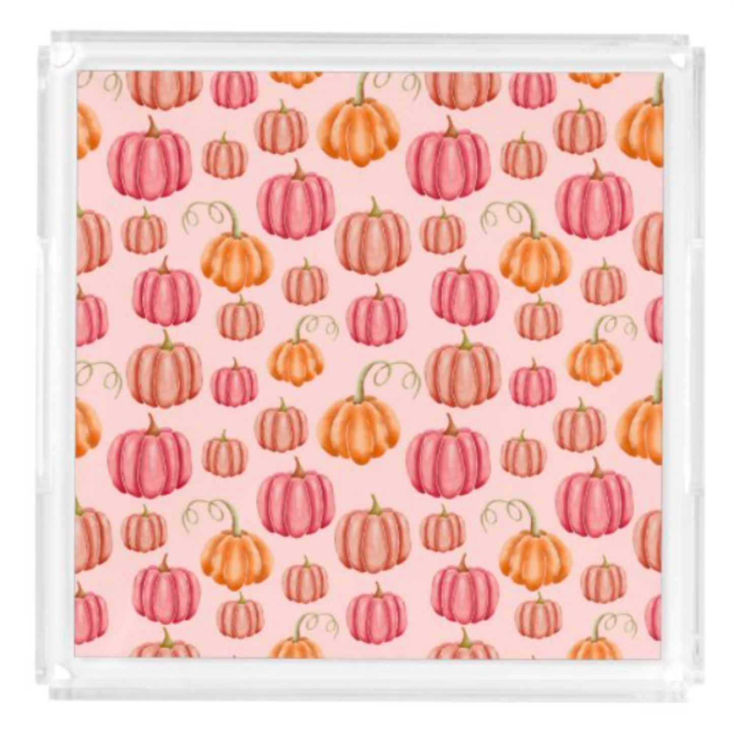 Acrylic Serving Tray - FALL COLLECTION - PINK PUMPKINS