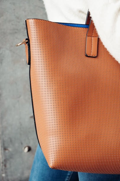 Jane Leather Perforated Large Tote