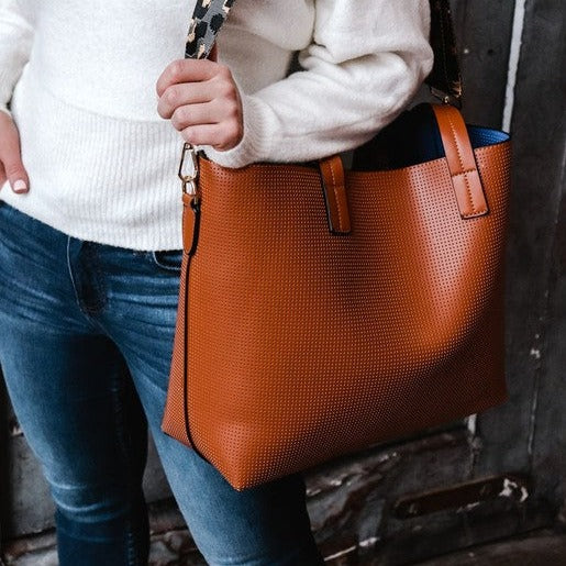 Jane Leather Perforated Large Tote