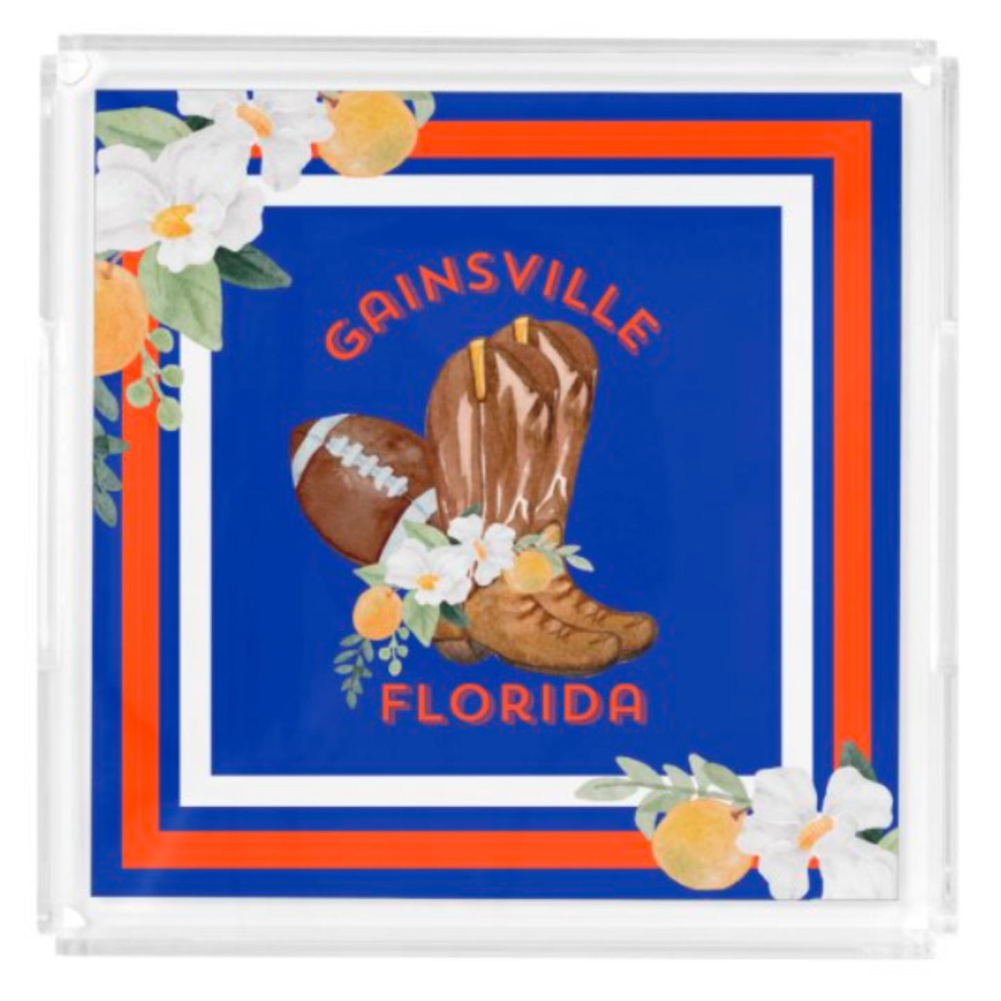 Acrylic Serving Tray - Gameday STATE FLOWER - GAINSVILLE FLORIDA