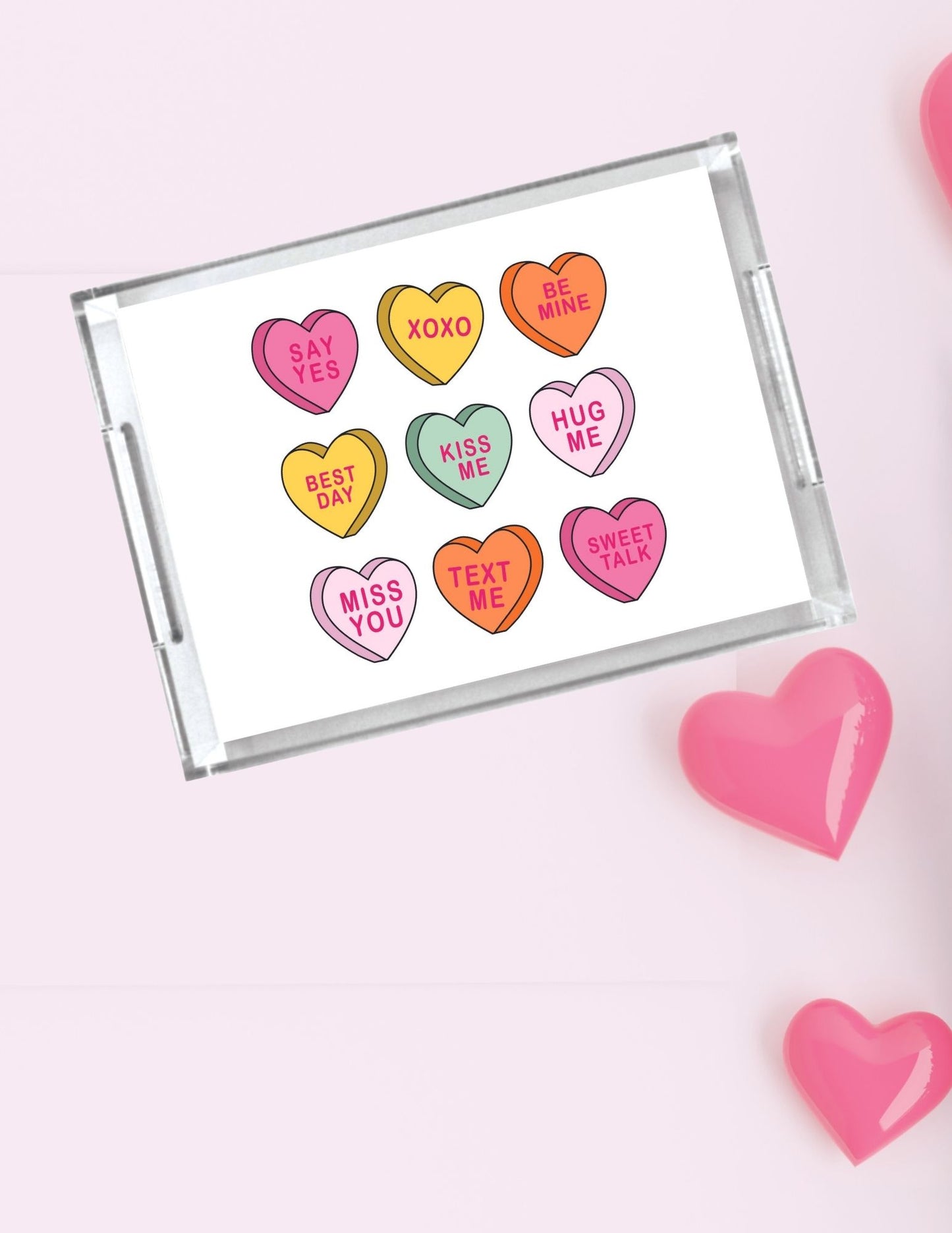 Acrylic Serving Tray - LOVE Collection - Conversation Hearts