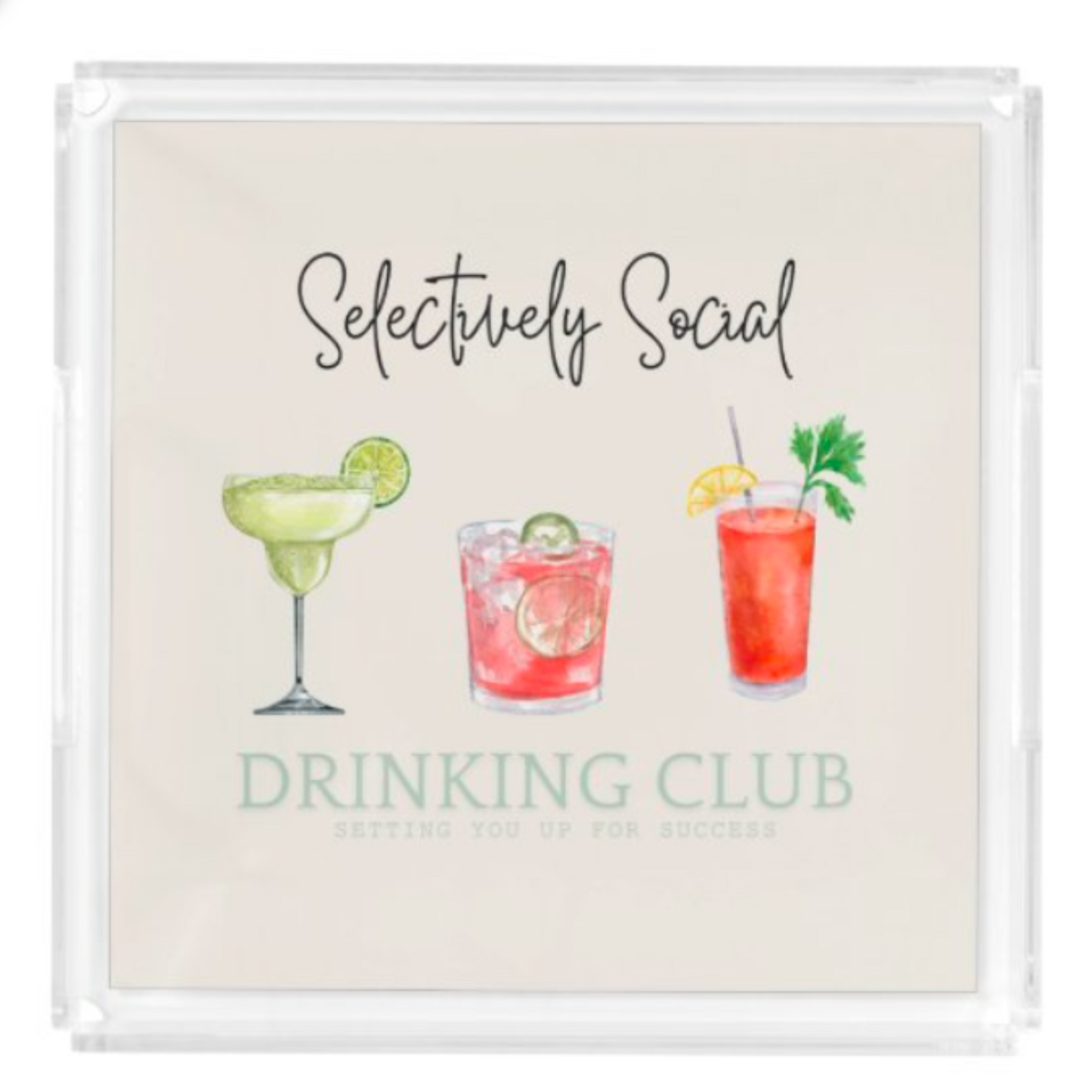 Acrylic Tray Interchangeable Insert Set of 4 - Pick your size - Cocktail Bundle