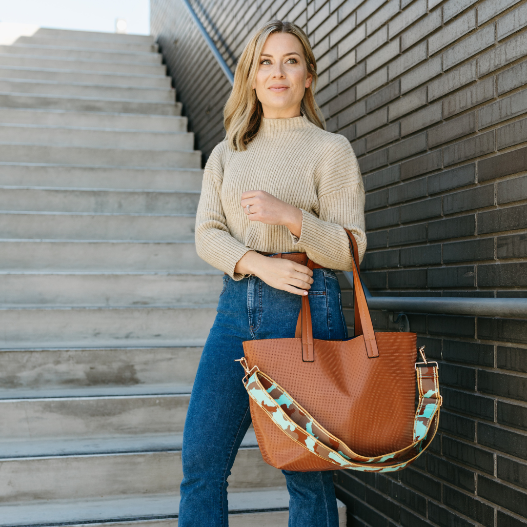 Jane Leather Perforated Large Tote