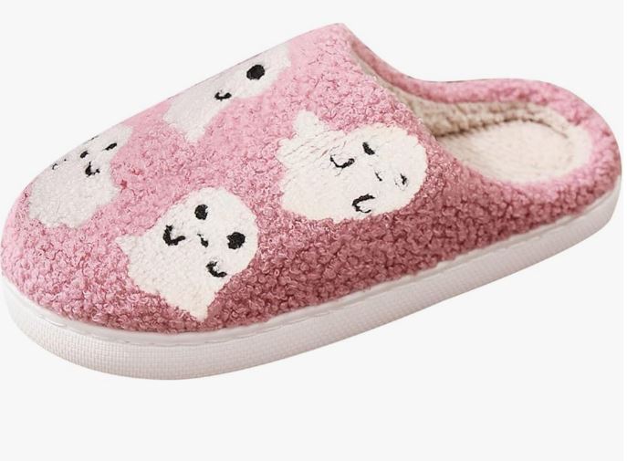 Halloween Pink Ghost Cozy Slippers