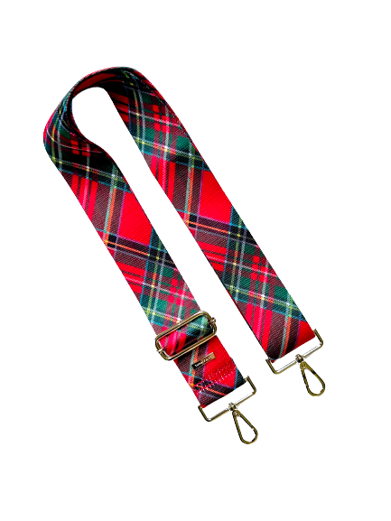 1 Inch Black and Red Plaid on Gold Nylon Webbing