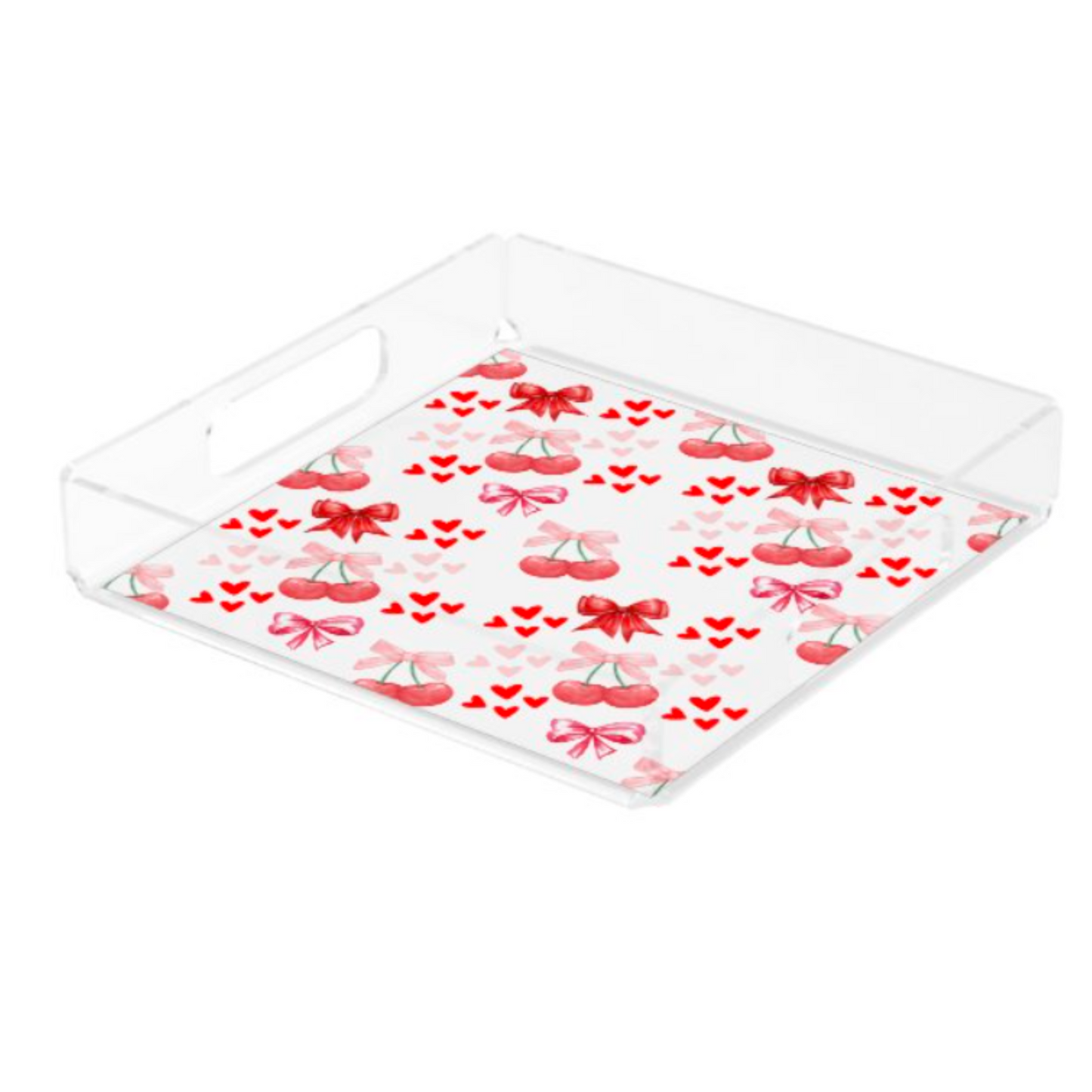 Acrylic Serving Tray - LOVE Collection - Bows + Cherries