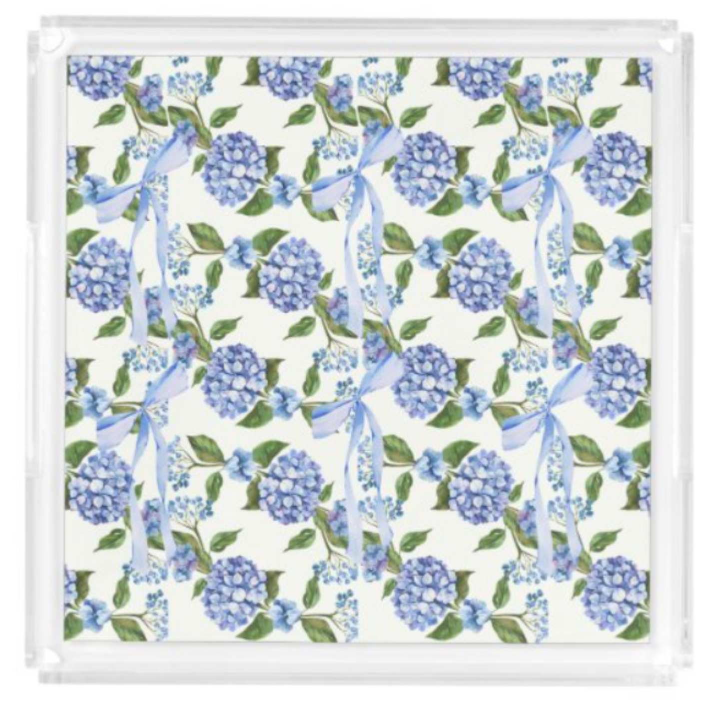 Acrylic Serving Tray - SUMMER VIBES - HYDRANGEA + BOWS