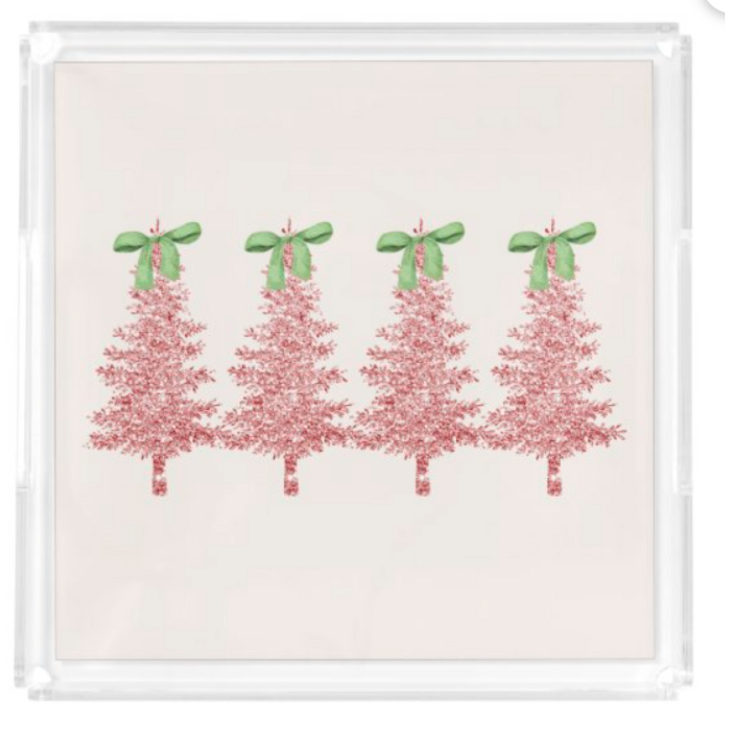 Acrylic Serving Tray - Holiday Collection - TINSEL TREE with Bows