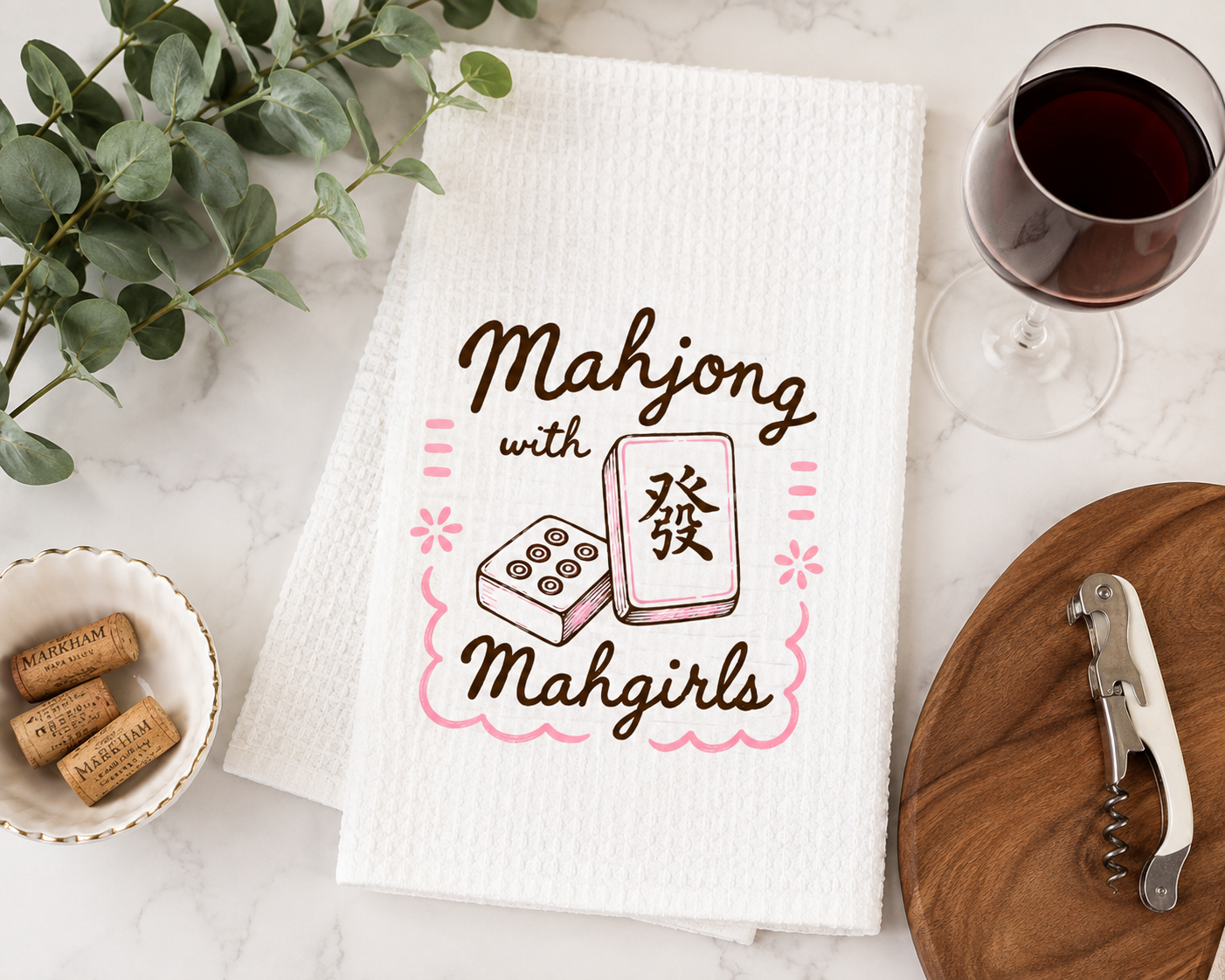 Waffle Tea Towel Mahjong with Mahgirls