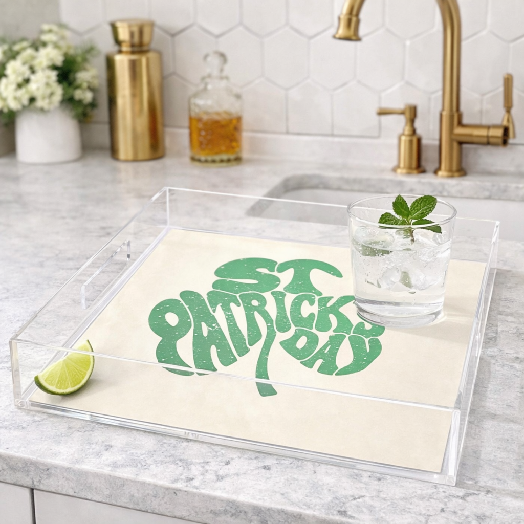 Acrylic Serving Tray - St. Patrick's Day - Shamrock