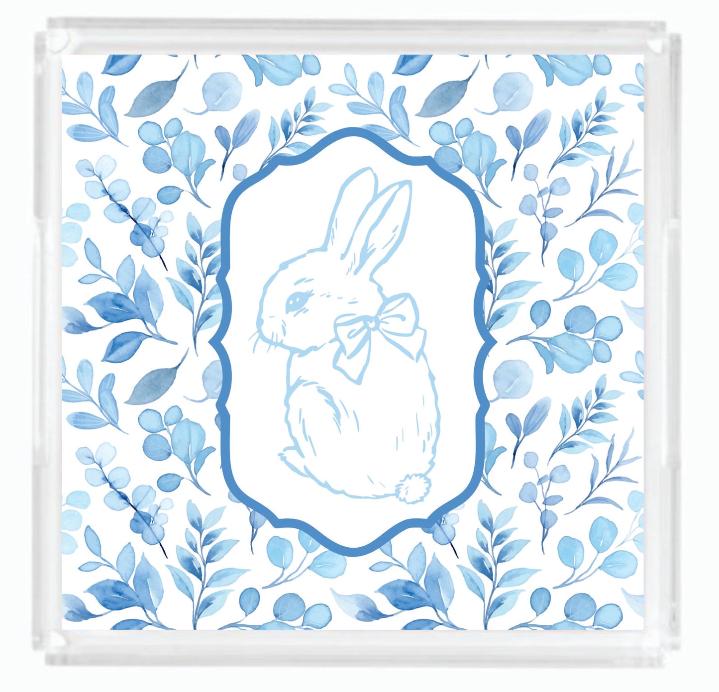 Acrylic Serving Tray - Easter Tray - Chinoiserie Bunny