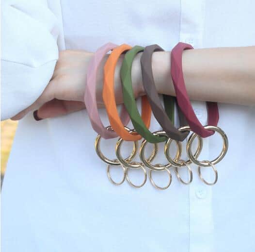 Diamond Cut Silicone Keychain Bangle