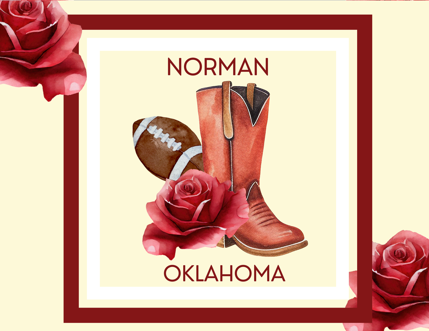 Acrylic Serving Tray - Gameday STATE FLOWER - NORMAN OKLAHOMA