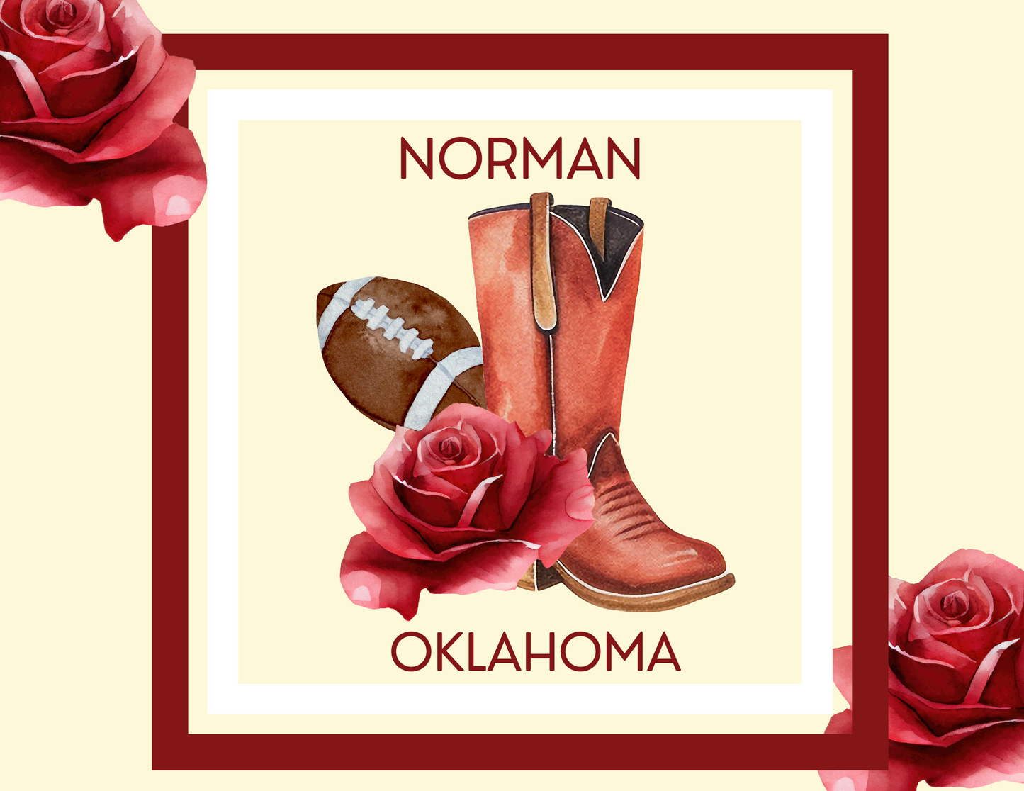 Acrylic Serving Tray - Gameday STATE FLOWER - NORMAN OKLAHOMA