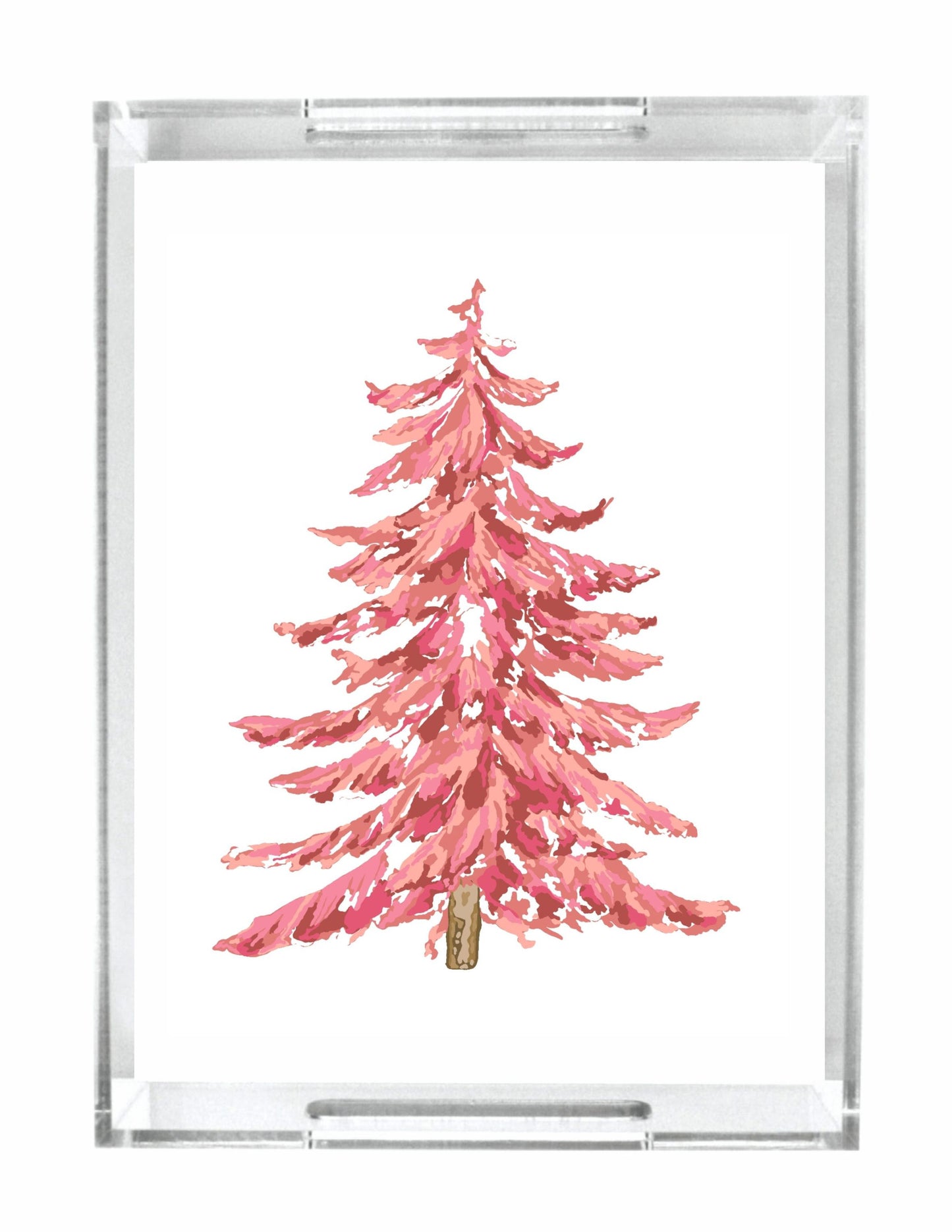 Acrylic Serving Tray - HOLIDAY COLLECTION - Pink Tree