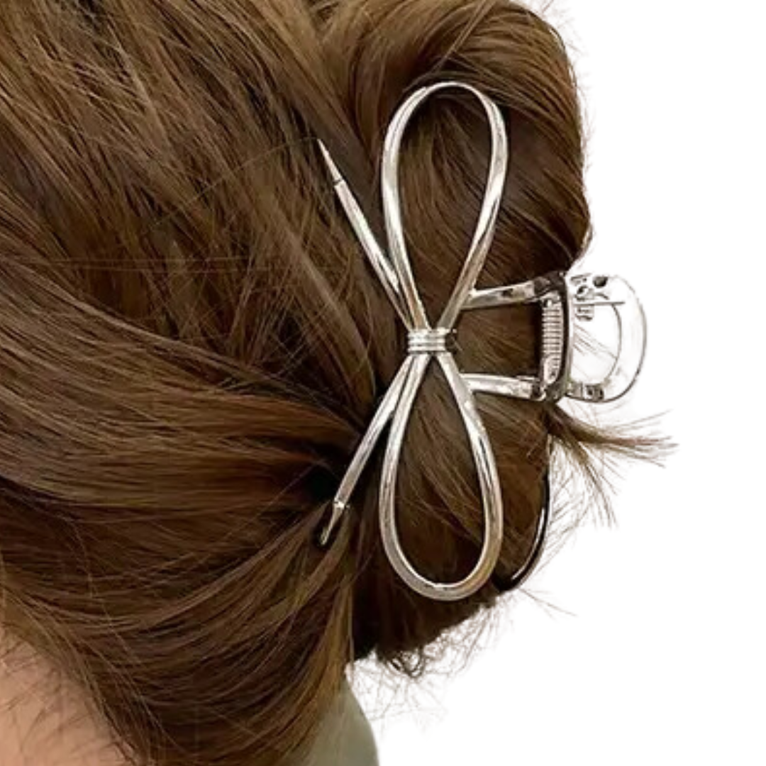 Bow Hair Claw Clip Gold + Silver