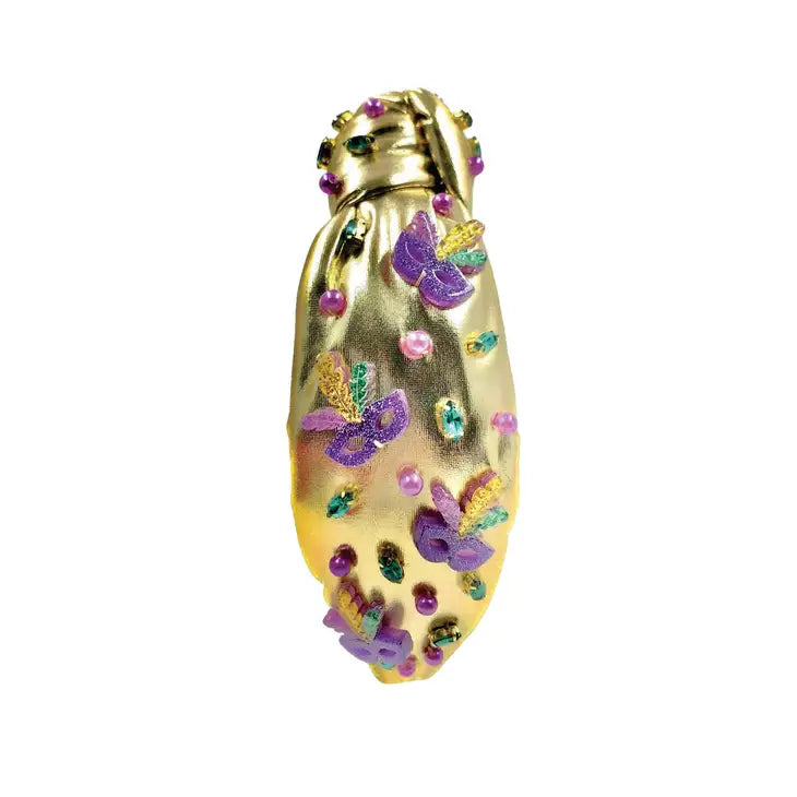 Mardi Gras Embellished Gold Headband