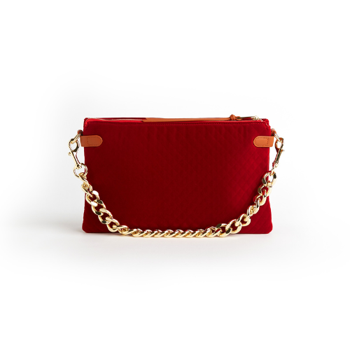 Samantha Velvet Envelope Bag with Gold Chain