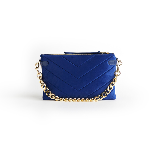 Samantha Velvet Envelope Bag with Gold Chain