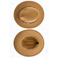 CAMEL Adjustable Flat Brim Fedora Hat with Leopard Band