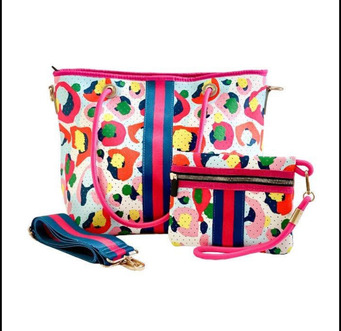 Multi Color Cheetah Neoprene Tote