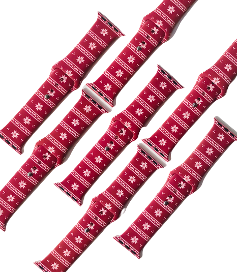 Red Snowflake Apple Watch Band