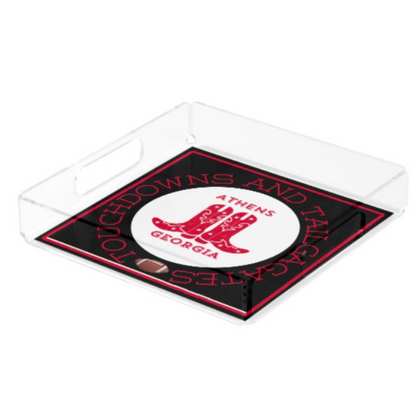 Acrylic Serving Tray - Gameday Boots Ready - ATHENS GEORGIA