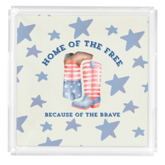 Acrylic Serving Tray - PATRIOTIC BOOTS - BRAVE BOOTS