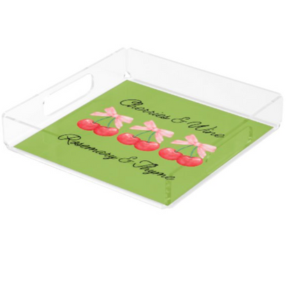 Acrylic Serving Tray - Cherries and Wine