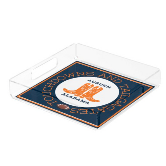 Acrylic Serving Tray - Gameday Boots Ready - AUBURN ALABAMA