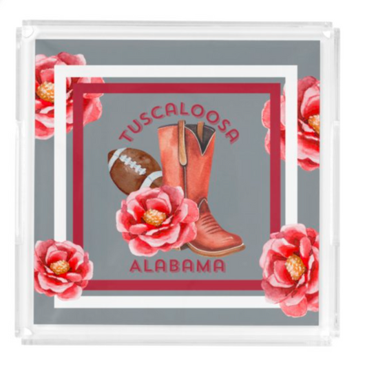 Acrylic Serving Tray - Gameday STATE FLOWER - TUSCALOOSA ALABAMA