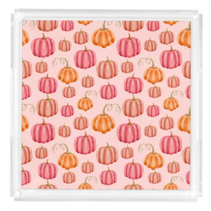 Acrylic Serving Tray - FALL COLLECTION - PINK PUMPKINS