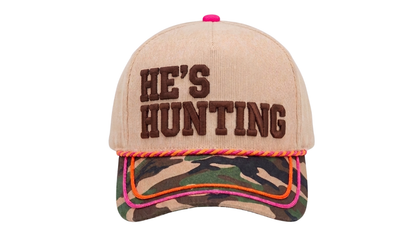 PREORDER He’s Hunting Embroidered Camo Hat SHIPS 10/15