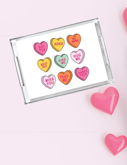 Acrylic Serving Tray - LOVE Collection - Conversation Hearts