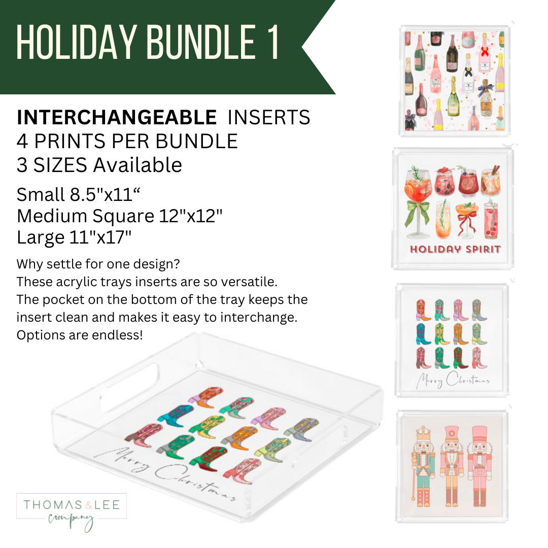 Insertable Acrylic Acrylic Tray Interchangeable Insert Set of 4 - Pick your size - HOLIDA ...