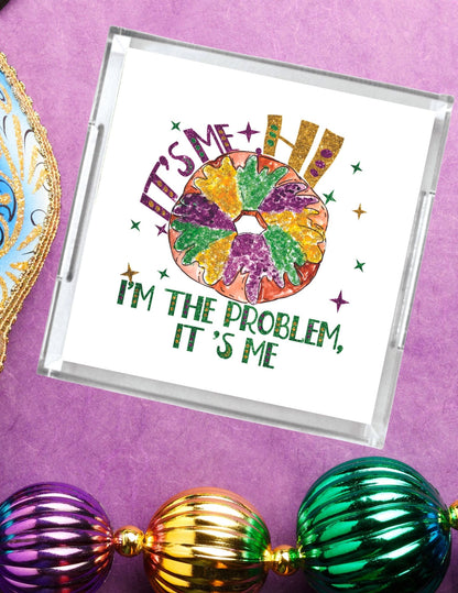Acrylic Serving Tray - Mardi Gras King Cake Taylor Swift Theme - I'm the problem
