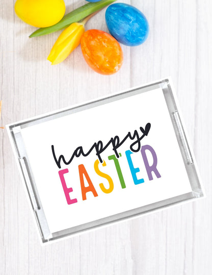 Acrylic Serving Tray - Happy Easter Colorful tray