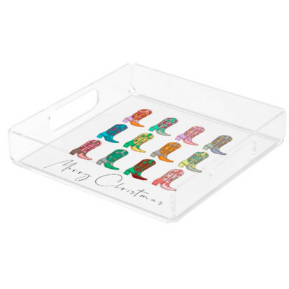 Acrylic Serving Tray - HOLIDAY COLLECTION - Cowboy Christmas