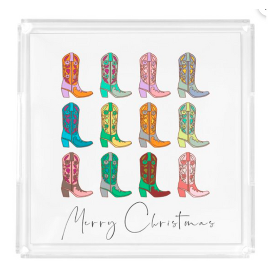 Acrylic Serving Tray - HOLIDAY COLLECTION - Cowboy Christmas