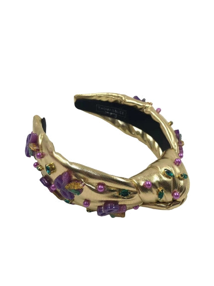 Mardi Gras Embellished Gold Headband