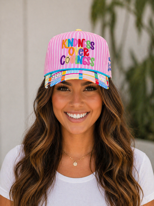 Kindness Over Coolness Hat – Colorful Embroidered Statement Hat