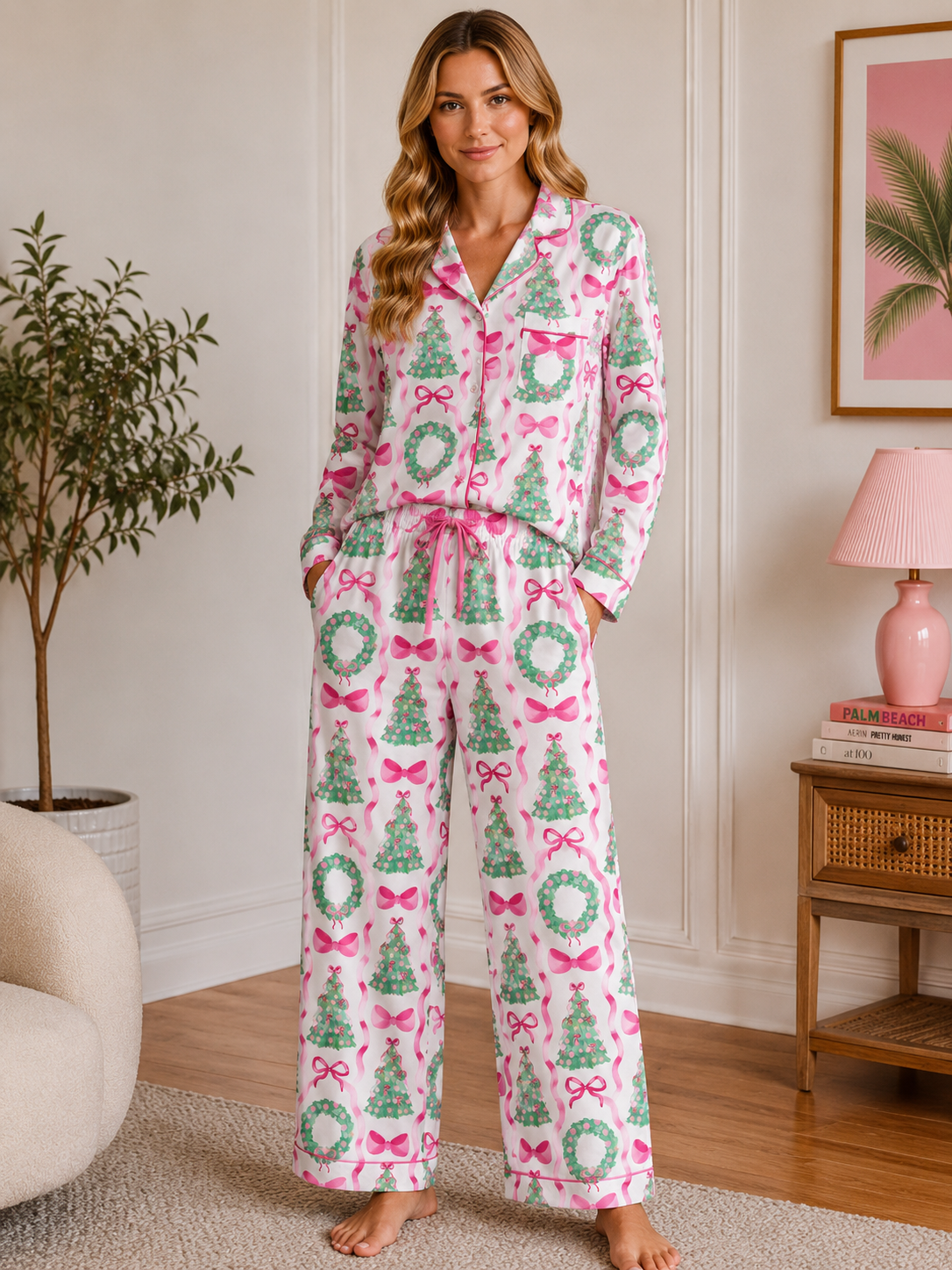 PREORDER Holiday Collection - Pink Trees Pajama Set SHIPS 9/21