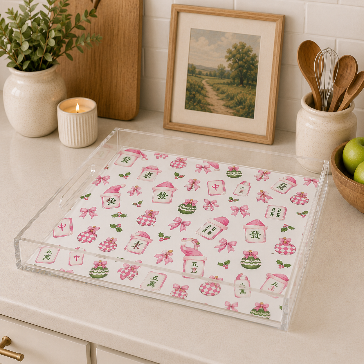 Holiday Collection Acrylic SQUARE Tray – 12” x 12” Medium