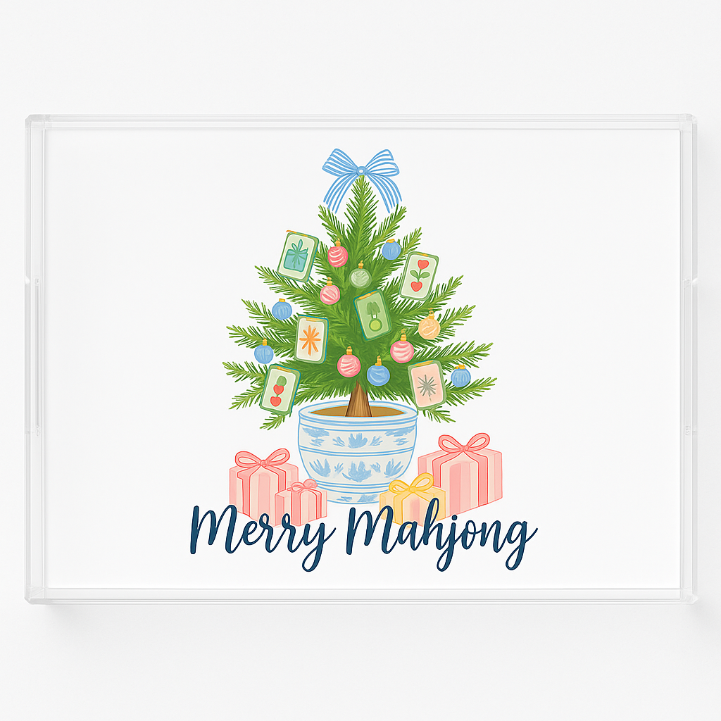 Merry Mahjong Acrylic Tray – Holiday Chinoiserie Collection