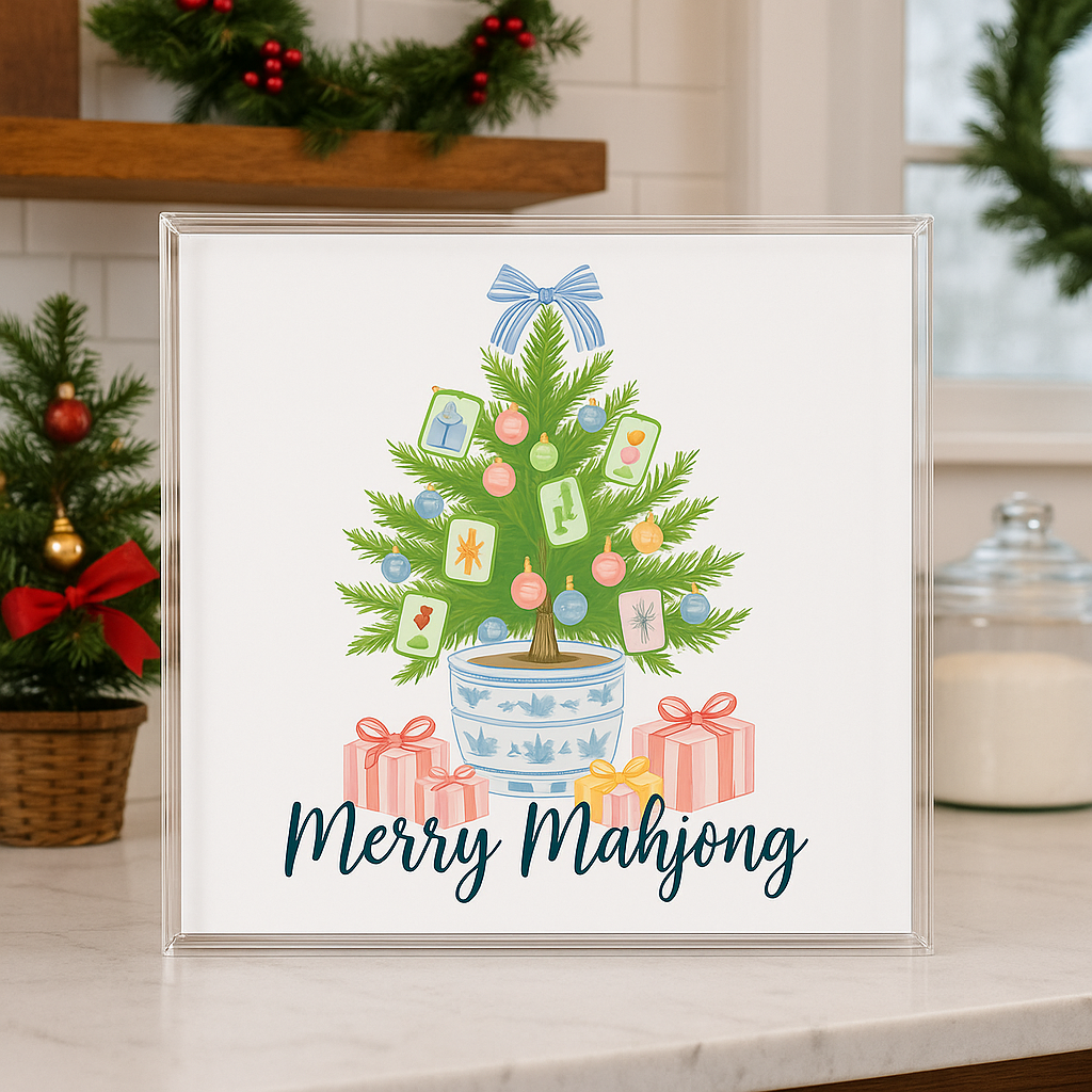 Merry Mahjong Acrylic Tray – Holiday Chinoiserie Collection