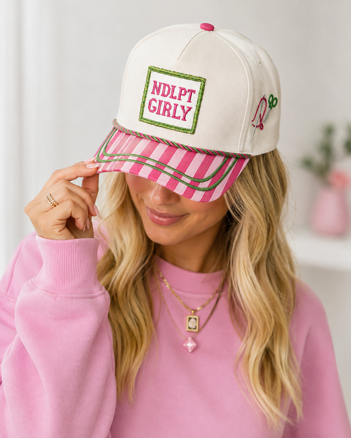 PREORDER Needlepoint Girly Hat SHIPS 10/15