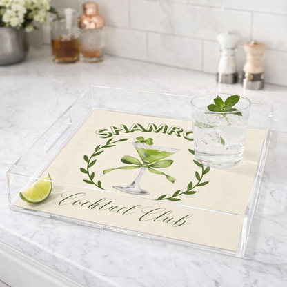 Acrylic Serving Tray - St. Patrick's Day - Shamrock Cocktail Club